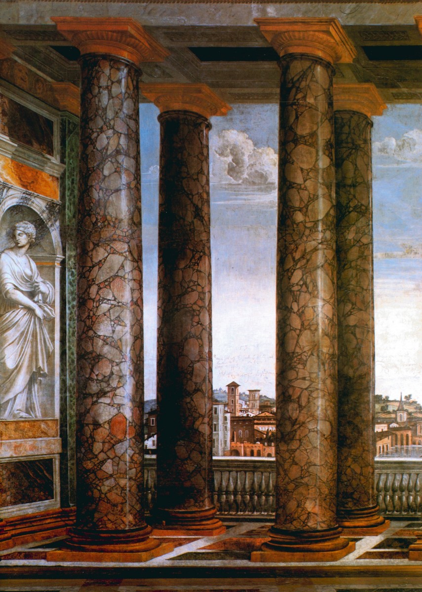 La Renaissance en Italie 1515 Baldassare Peruzzi Detail de la Salle des perspectives villa Farnesine Rome.jpg